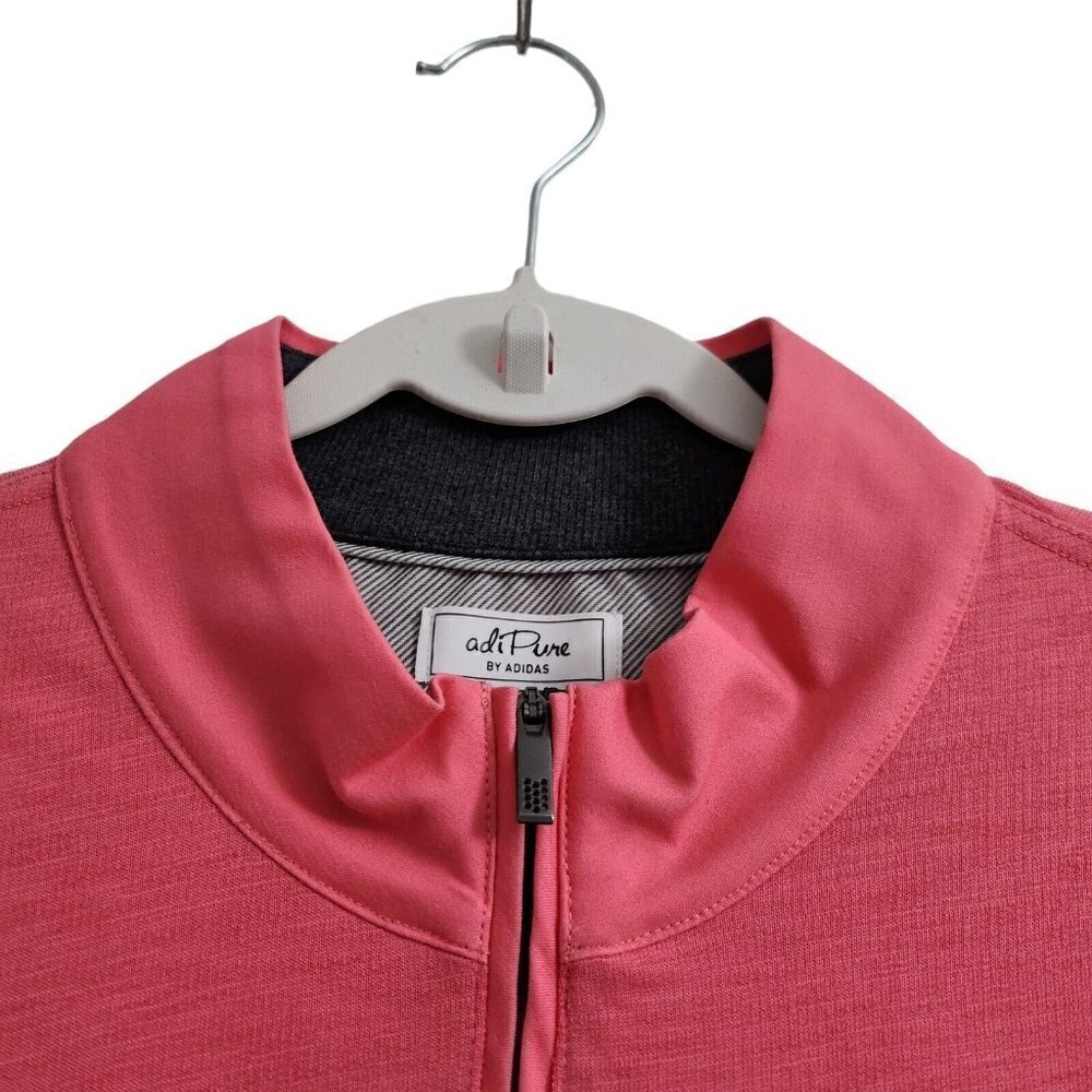 AdiPure by Adidas Mens Golf Sweater XL Salmon Pink 1/4 Zip Pullover Outdoor - Picture 2 of 13